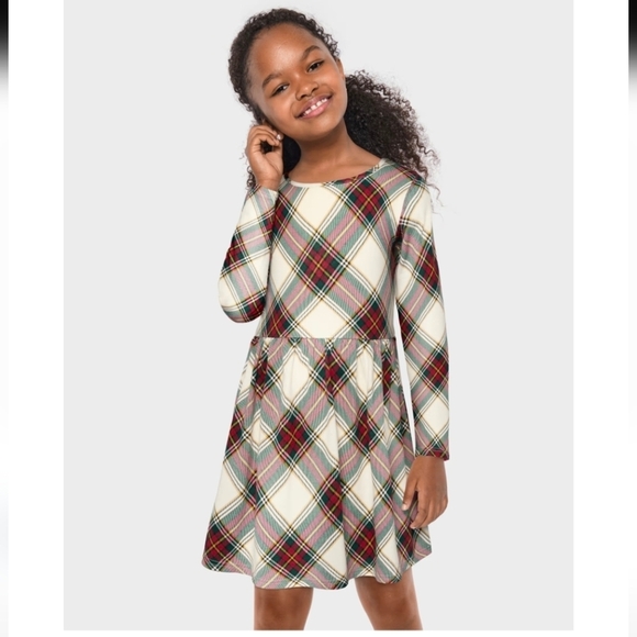 The Children's Place Other - The Children's Place Holiday Plaid Long Sleeve Skater Dress Size XXL